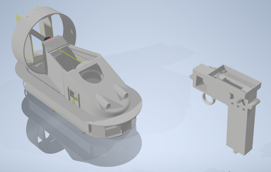 Фото 2. 3Д модель судна на воздушной подушке. И 3д модель пульта управления для нее.