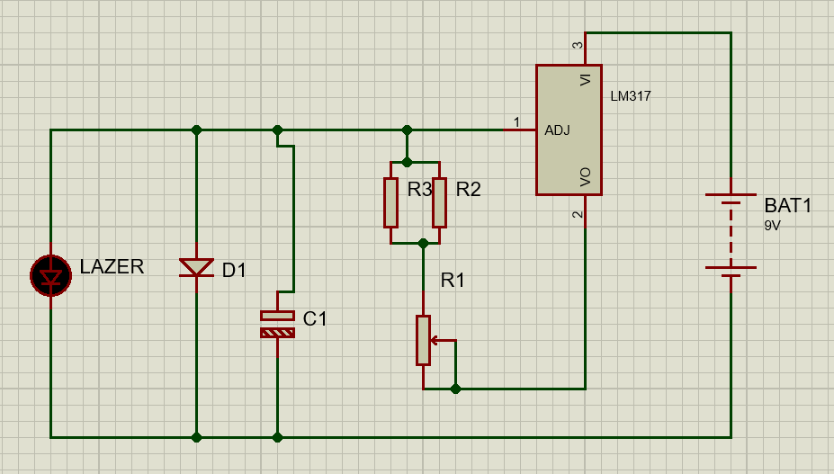 Схема стабилизатора тока на LM317
R1 - 100
R2, R3 - 10
C1 - 10mF 16V
D1 - 1n4001