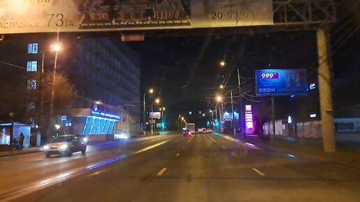 Волгоград ночью. Дорога через весь город от Спартановки до Тулака