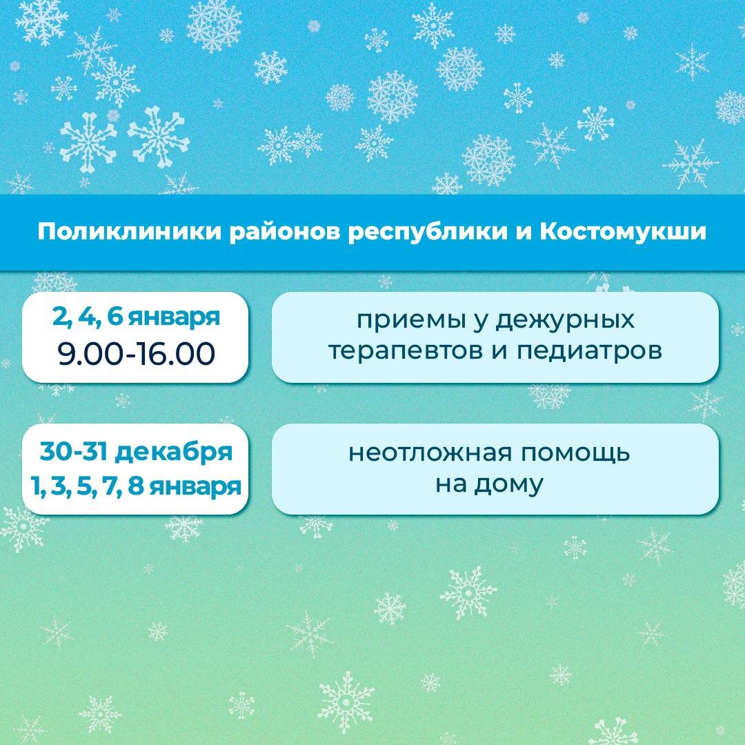    Стало известно, как будут работать медицинские организации Карелии в праздники pxhere.com