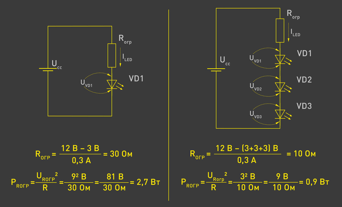 Схема питания светодиодов
