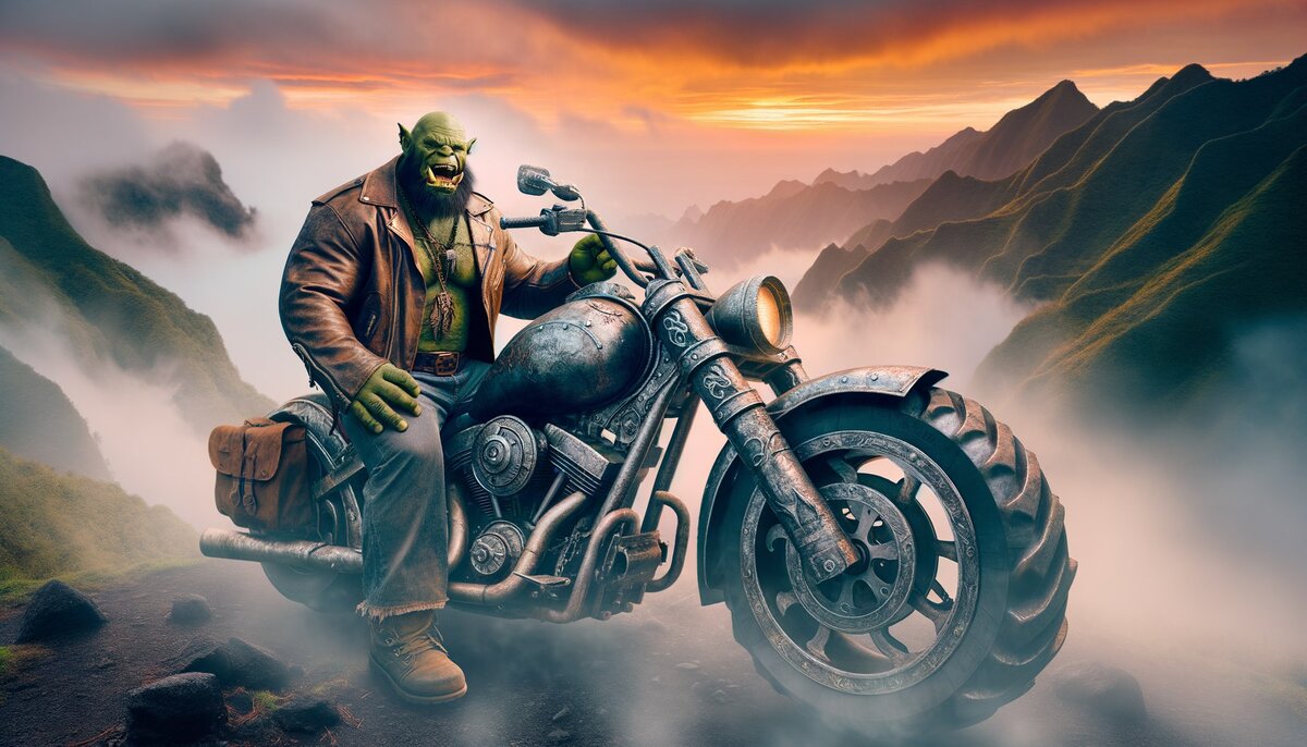 Огр-мотоциклист по версии нейросети