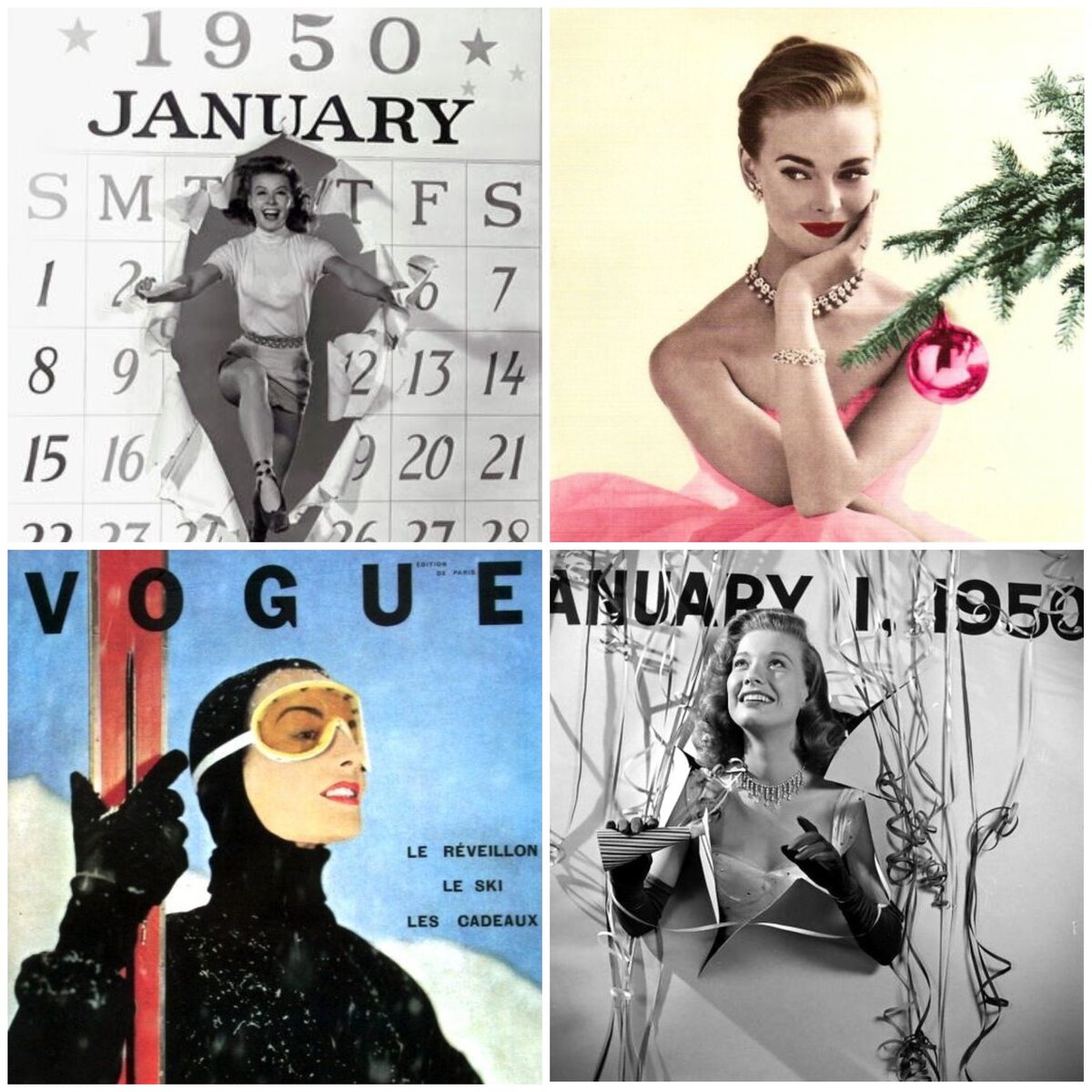 1. Новый год 1950е. Иллюстрации взяты в открытых источниках в сети. Коллажи авторские.