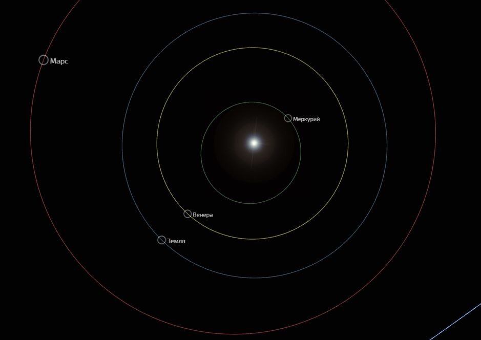 Скриншот с сайта https://liveplanets.ru/tools/SolarSystem/
