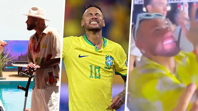    Жизнь Неймара: костыли, футбол и вечеринки.Соцсети, скриншот видео Getty Images