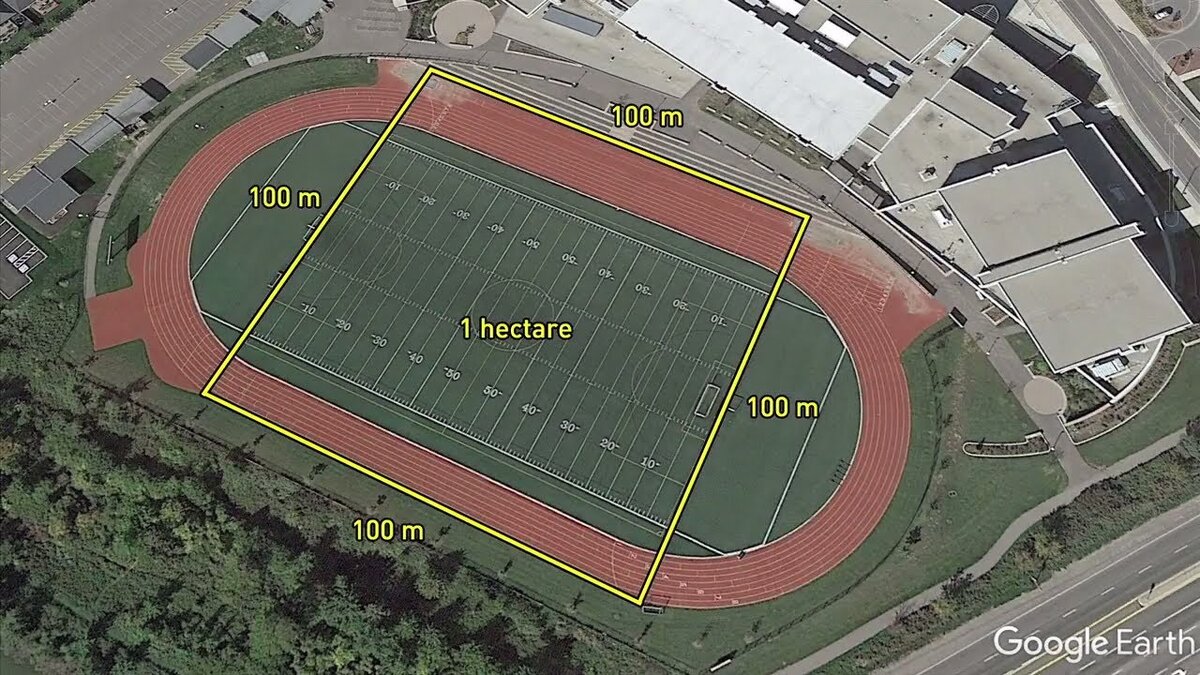 100 Метров наглядно. 2 Гектара земли визуально. Поле 10 гектар. Гектар это 100 на 100 метров.