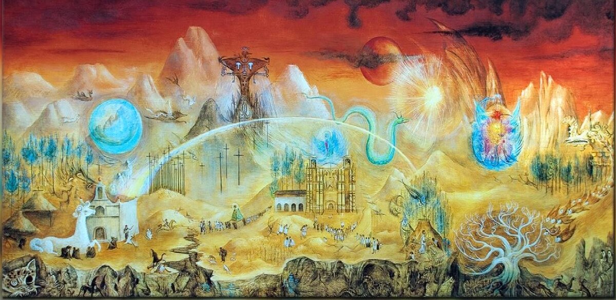 Магический мир майя. Стенная роспись Л. Каррингтон (1963). Мехико, Национальный музей антропологии.