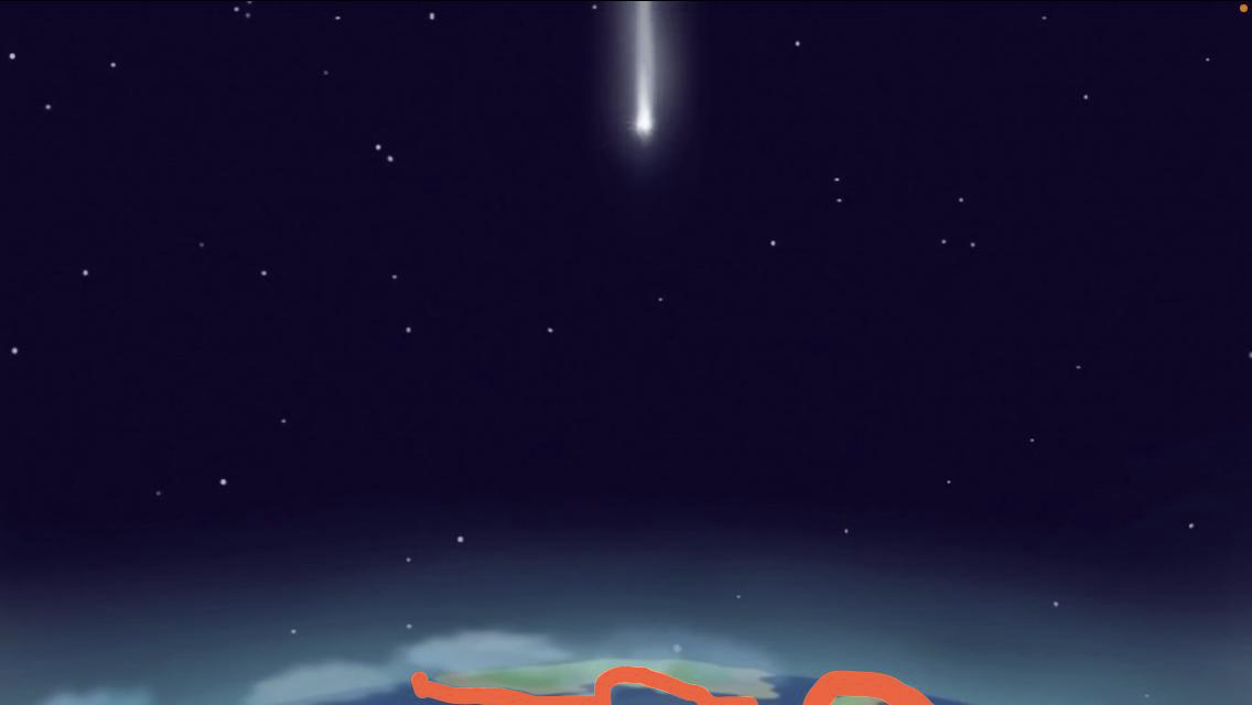 На кадре падения Лунтика на Землю можно увидеть контур материка.