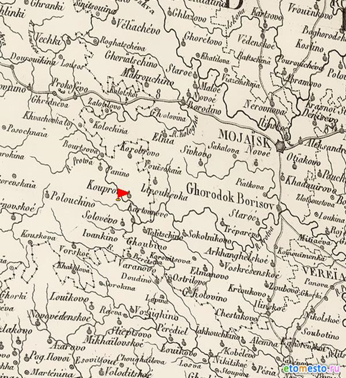 Село Купрово на карте 1812 года