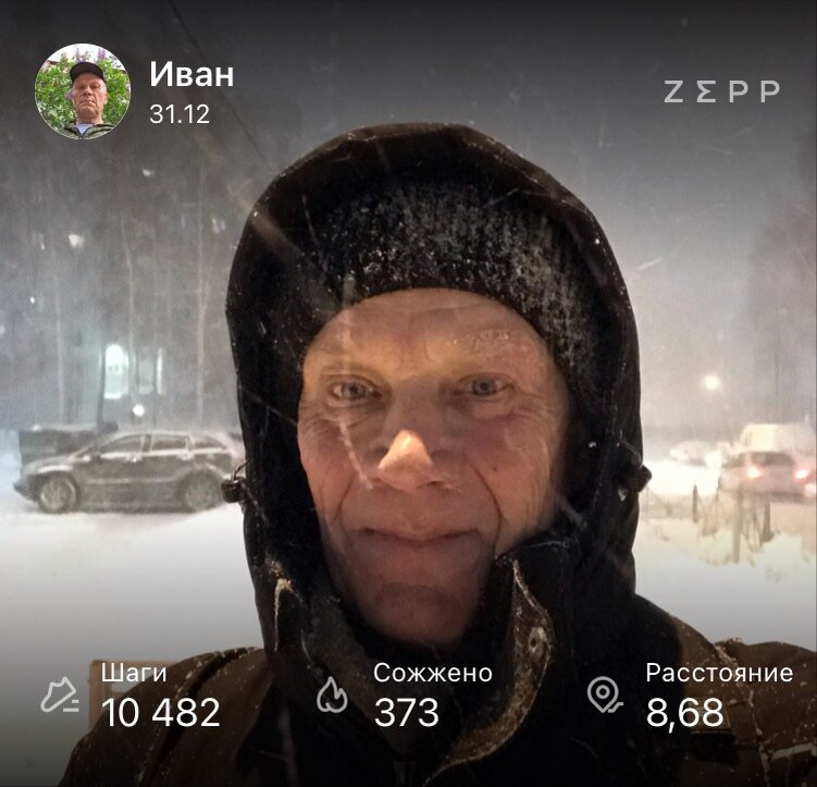 На фото. Утро 31 декабря 2023 года. Около десятки мороза и метель. Автор уже покуражился над собой...И после десятки настрой появился...