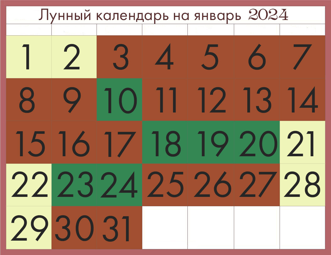 Лунный календарь на январь 2024 года: наиболее благоприятные дни — 12, 18, 20, 31 января