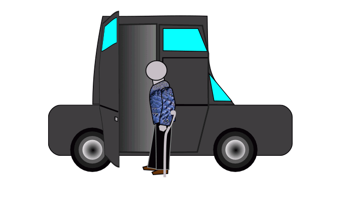 И маломобильному на костылях.