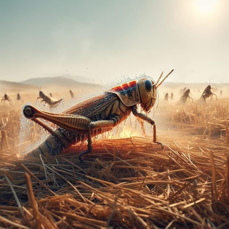    Кузнечики на поле с горящей травой / (c) DALL-E