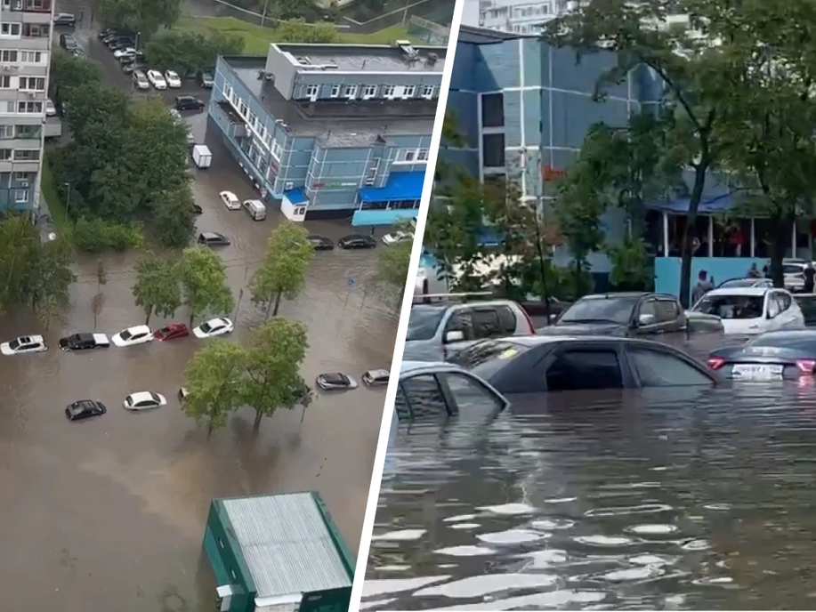 Дождь в Москве 26 июля 2023 года. Затопленные машины. Фото с сайта https://msk1.ru/