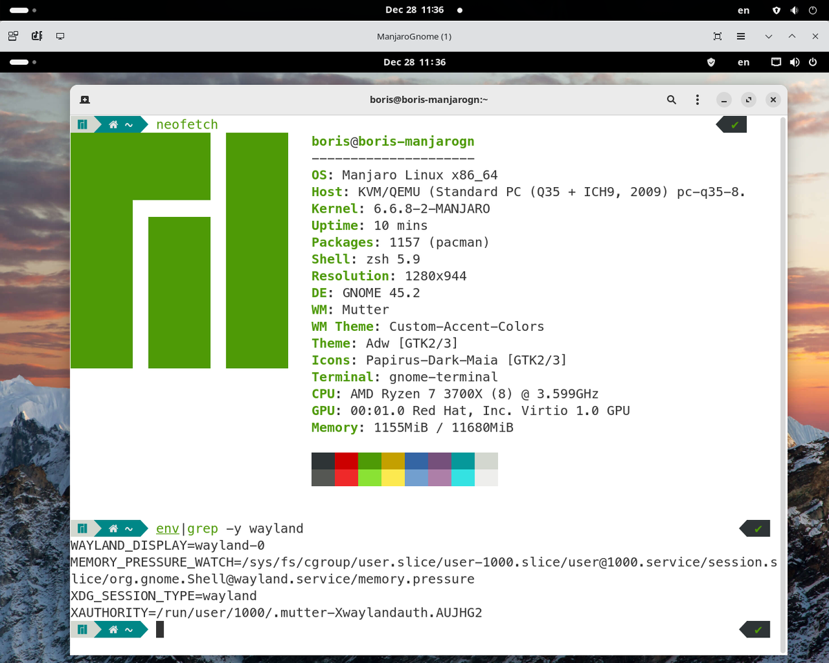 Настройка Wayland на Manjaro Gnome && KDE (23.1.1) . Установка
