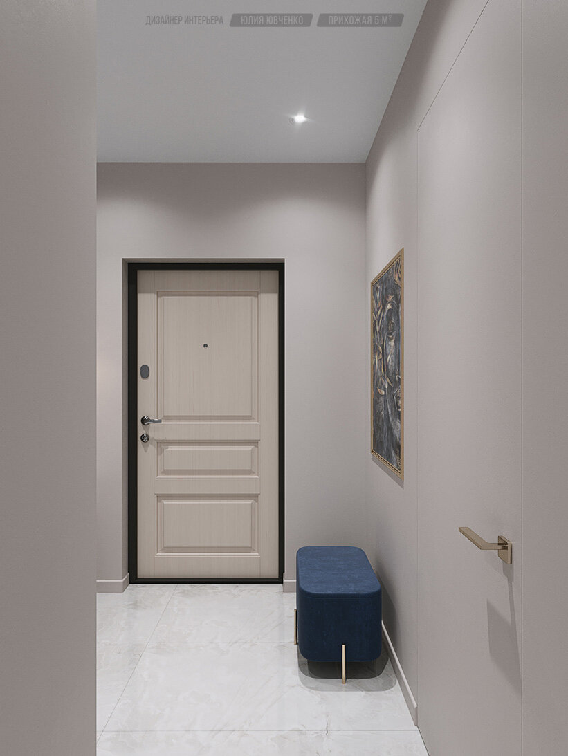 минималистичный и строгий инерьер прихожей в бежевом цвете