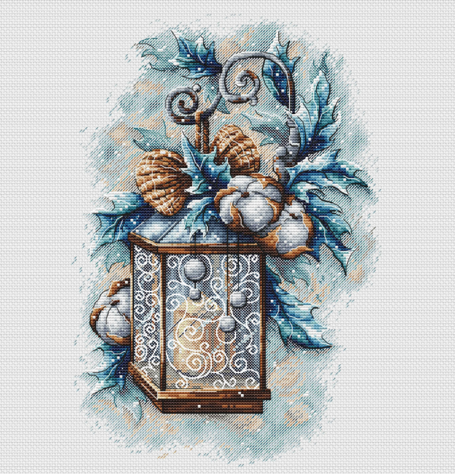 Набор для вышивки крестом «Зимний фонарь» от Евгении Полуэктовой