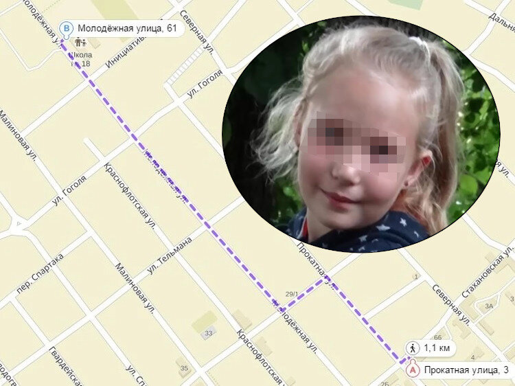Маршрут, по которому 9-летняя Яна должна была пройти в злополучное утро 3 мая
