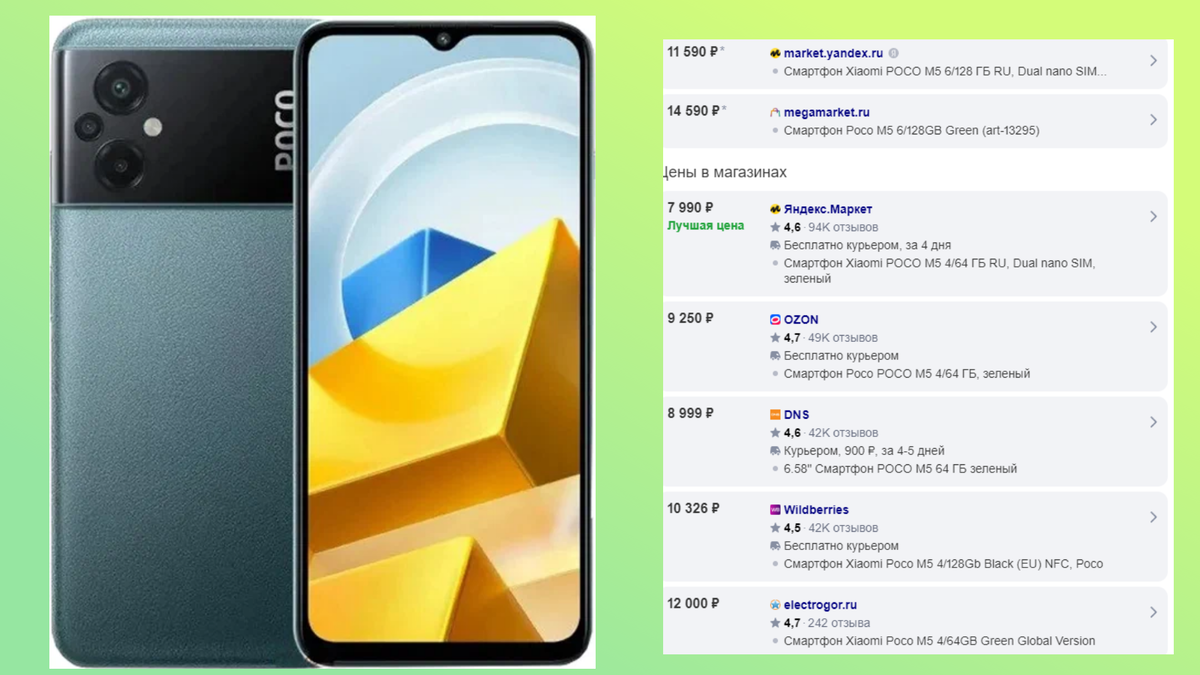 Xiaomi Poco M5 - часть предложений интернет-магазинов на момент подготовки статьи