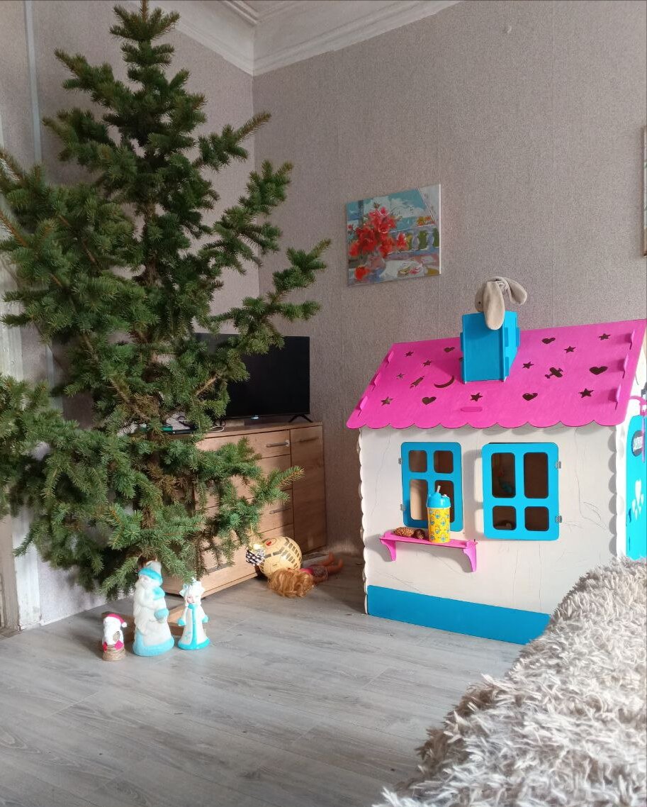 В этом году мы с натуральной ёлкой. 