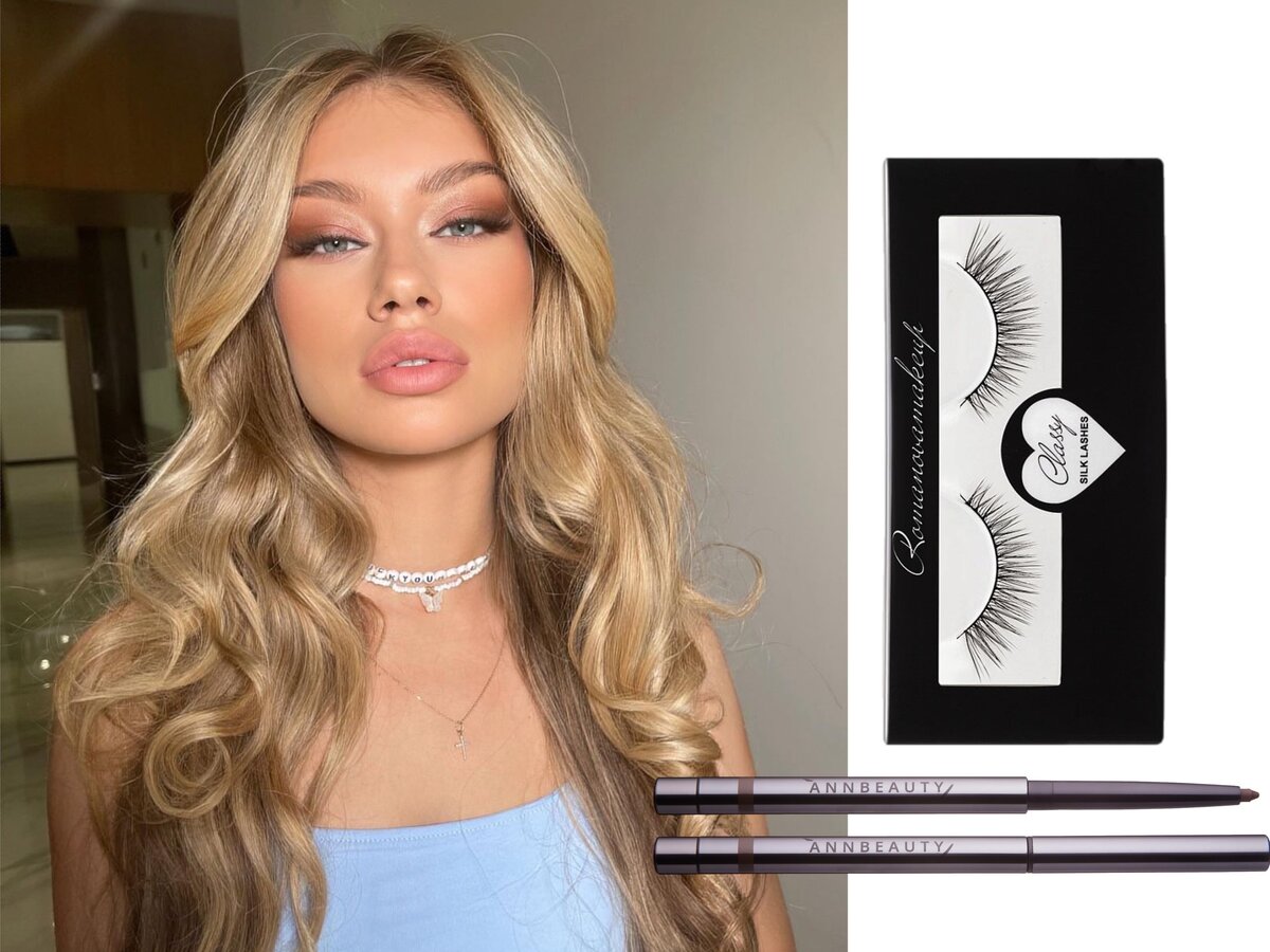     Фото: @aminamubo; Средства: шелковые ресницы Classy Silk Lashes Oksana, Romanovamakeup и карандаш для глаз Long Lasting Waterproof Liner 101, ANNBEAUTY