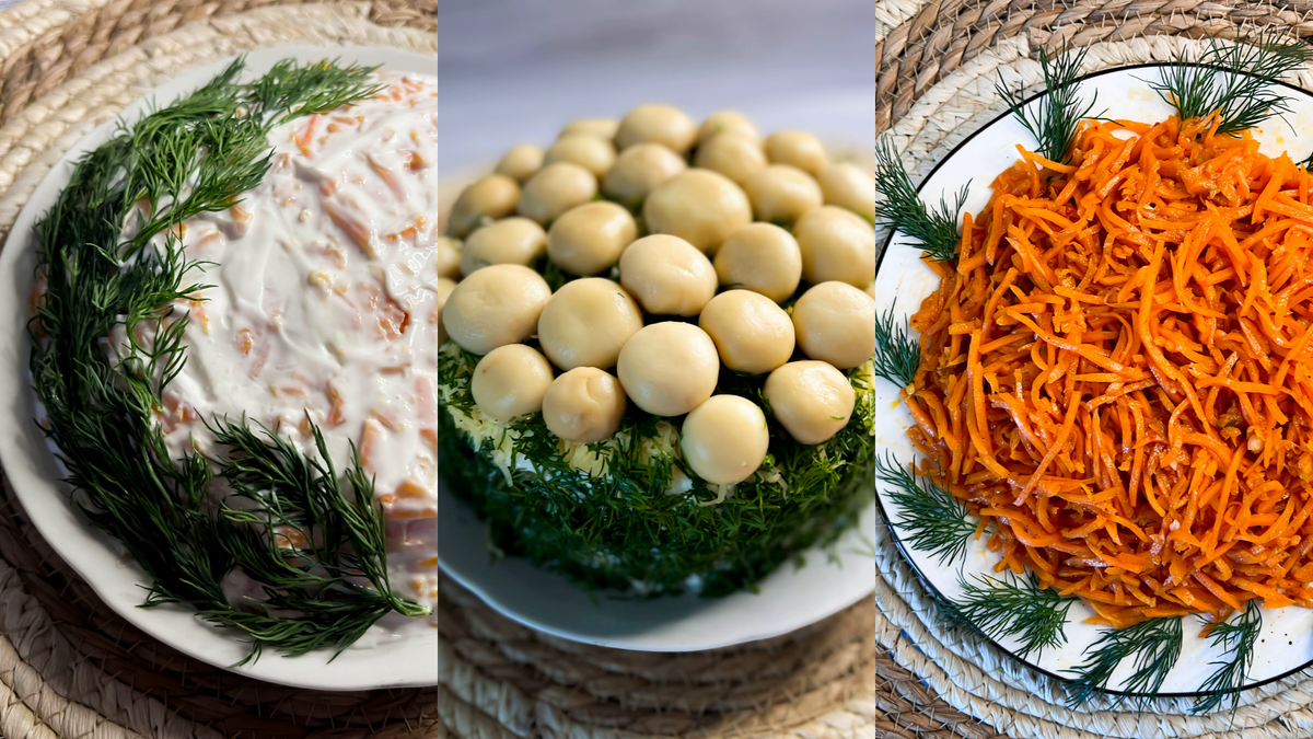 Салаты на праздничный стол. Фото от автора