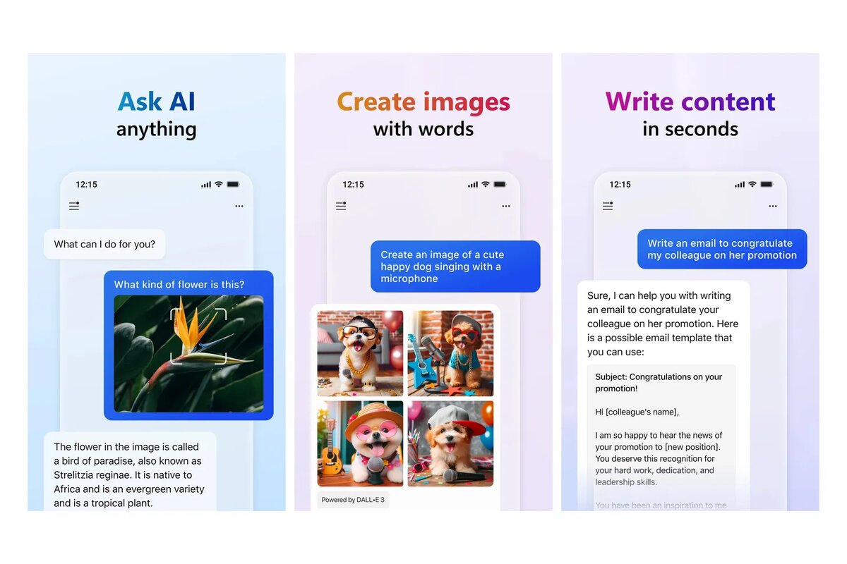 Интерфейс Copilot на Android. Изображение: Microsoft