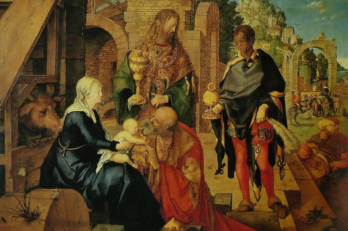 Обратите внимание на внешность волхвов на этой картине 16 века. Это люди разных рас и возрастов.