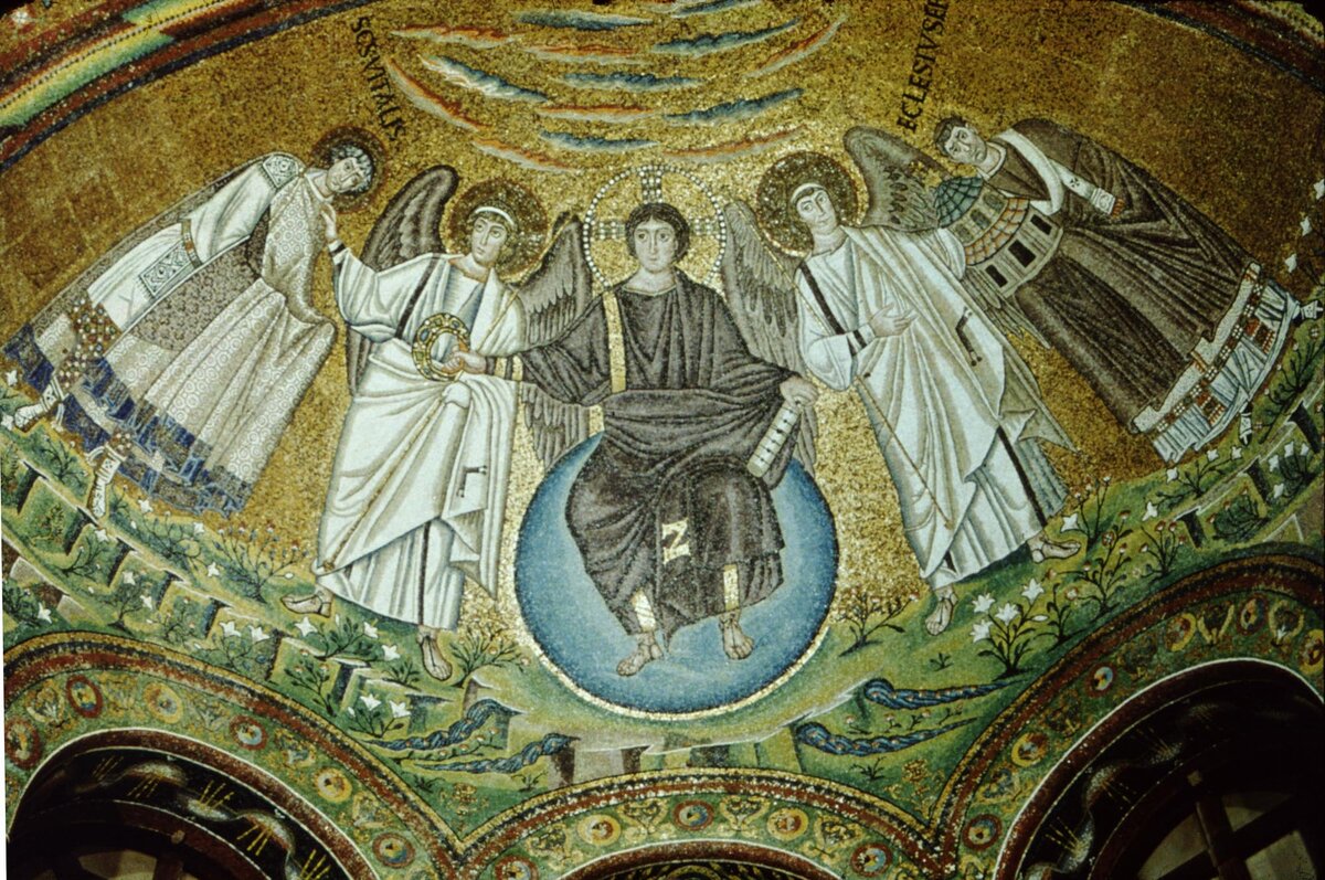 Христос вручает венец святому мученику Виталию. Сан-Витале. Равенна. 6в.