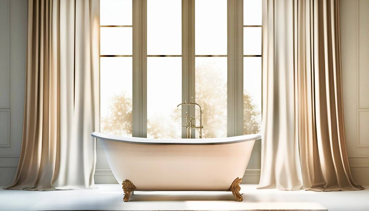 Ванная со шторами в пол