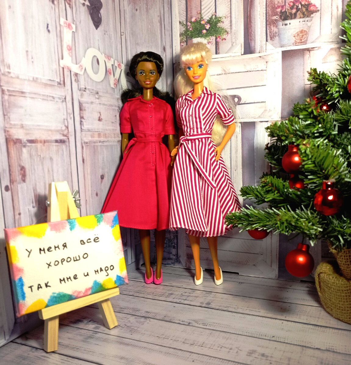 Fashion play Christie 1991 и Barbie из набора Sledding Fun Sisters 1995