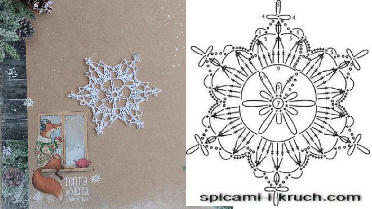 Эта снежинка небольшая, проста в вязании