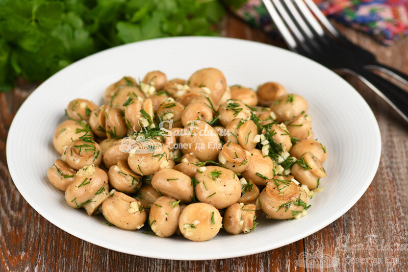 Маринованные шампиньоны за 30 минут (без варки, воды и рассола)