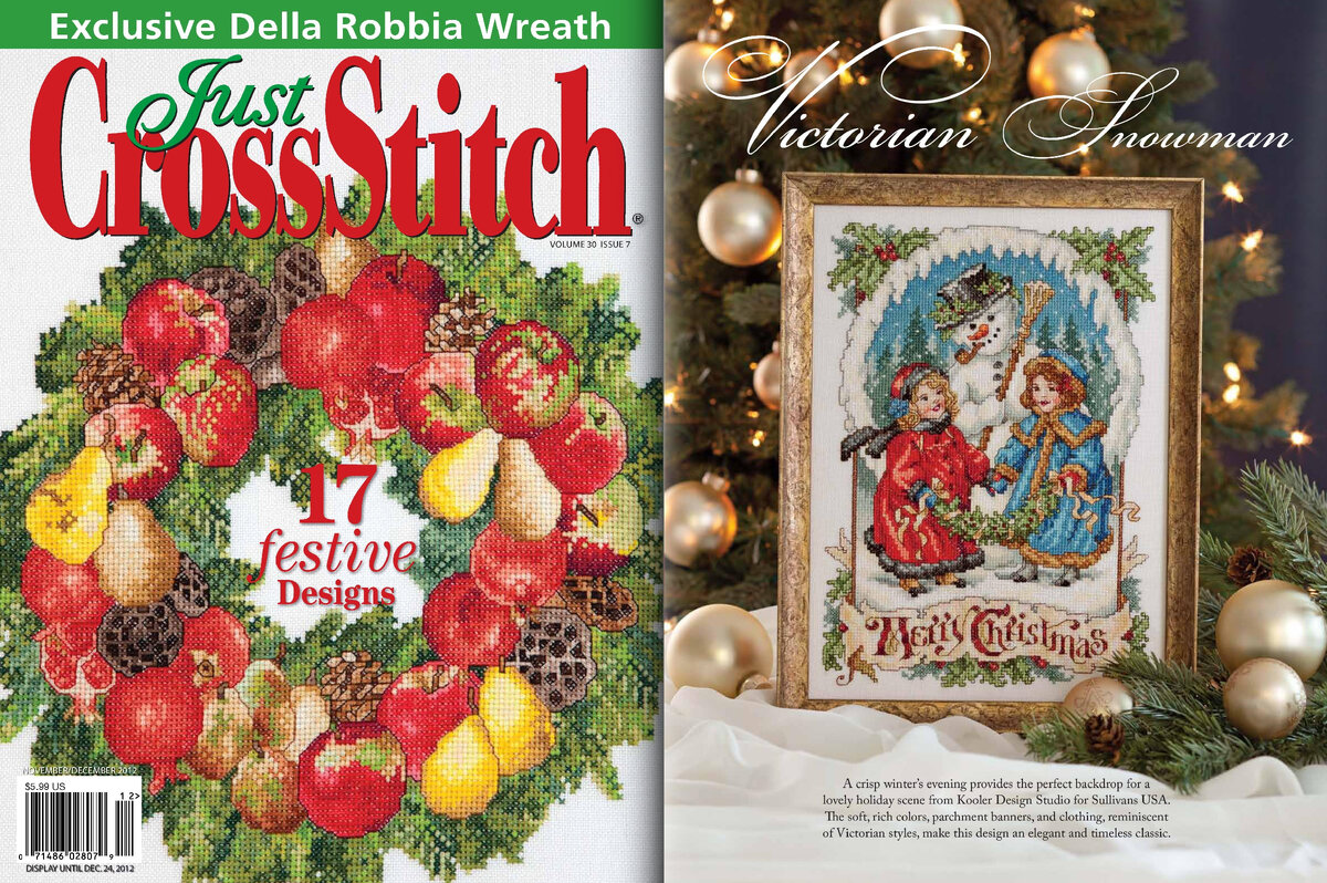 Викторианский снеговик (сюжет из журнала Just Crossstitch за ноябрь-декабрь 2012 года)