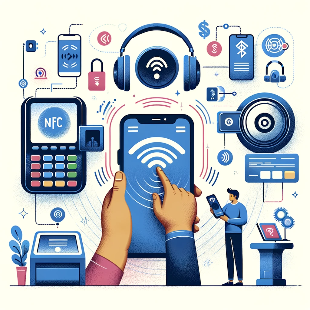 Иллюстрация, демонстрирующая различные применения NFC в повседневной жизни 