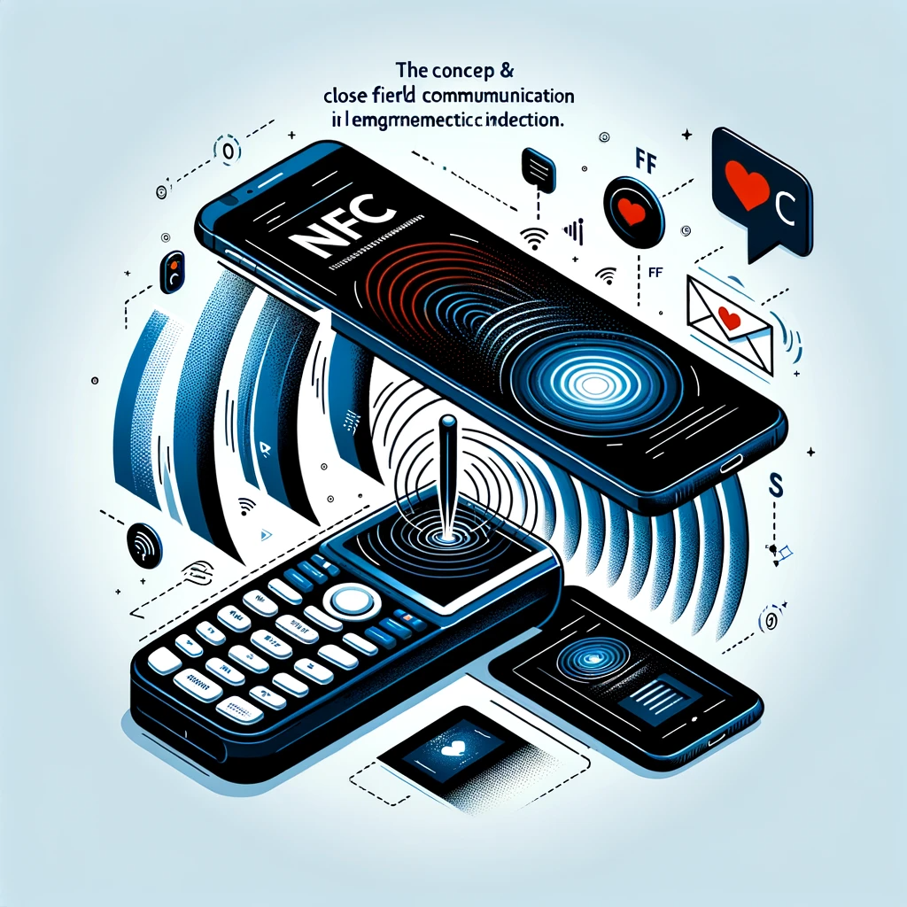 Иллюстрация, объясняющая концепт и механизм работы NFC 