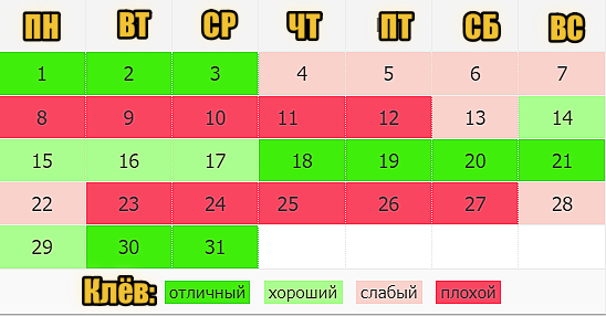 Прогноз клева рыбы на неделю. апреля года - stolstul93.ru