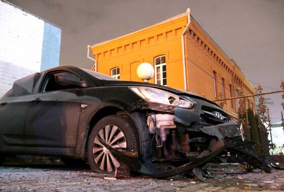    Последствия обстрела центра Белгорода ВСУ