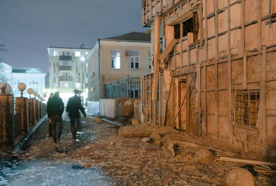    Последствия обстрела центра Белгорода ВСУ