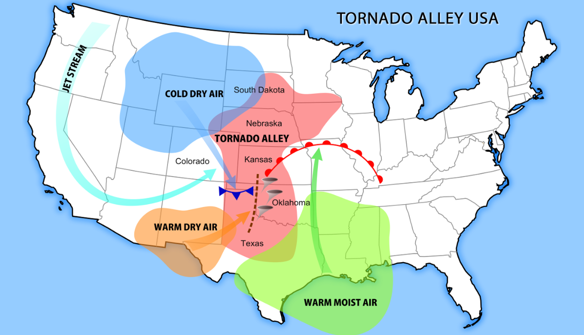 Аллея Торнадо в США на карте. Пояс Торнадо в США на карте. Аллея Торнадо в США. Карта ураганов в США.