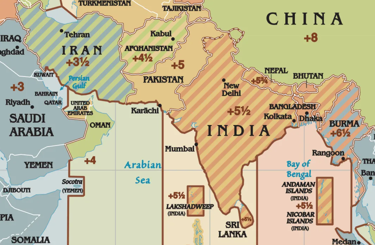 Часовой пояс саудовской аравии. Часовые пояса Индии. Часовые пояса Индии на карте. Иран часовой пояс. Индия часовой пояс разница.