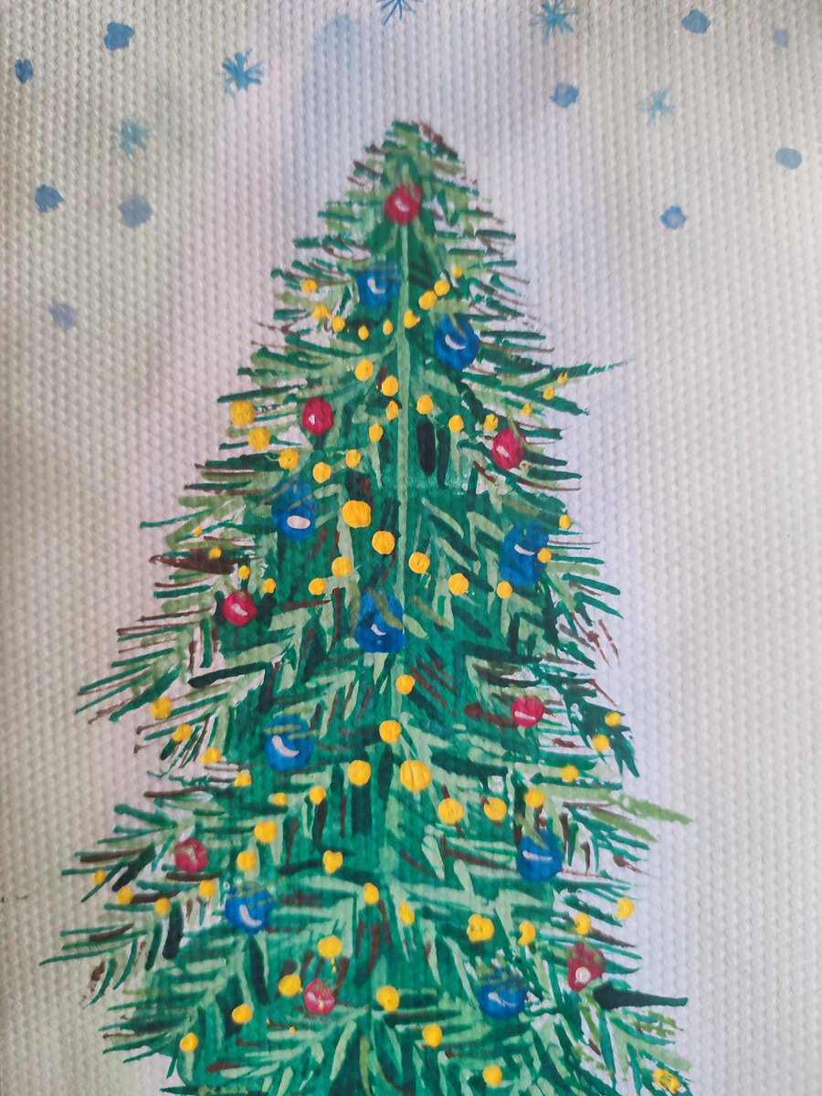 "Новый год", бумага, акварель. Работа и фото автора.