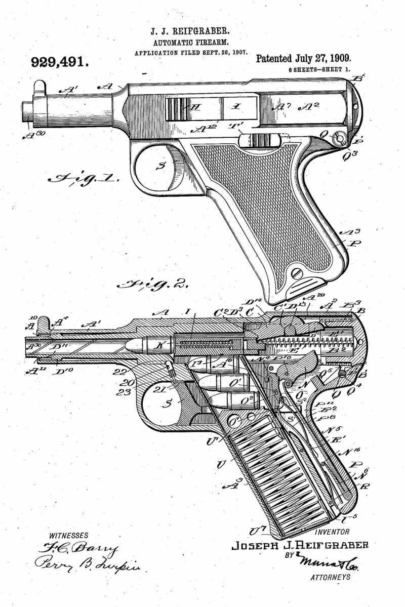 Пистолет Райфграбера. Рисунок из патента,