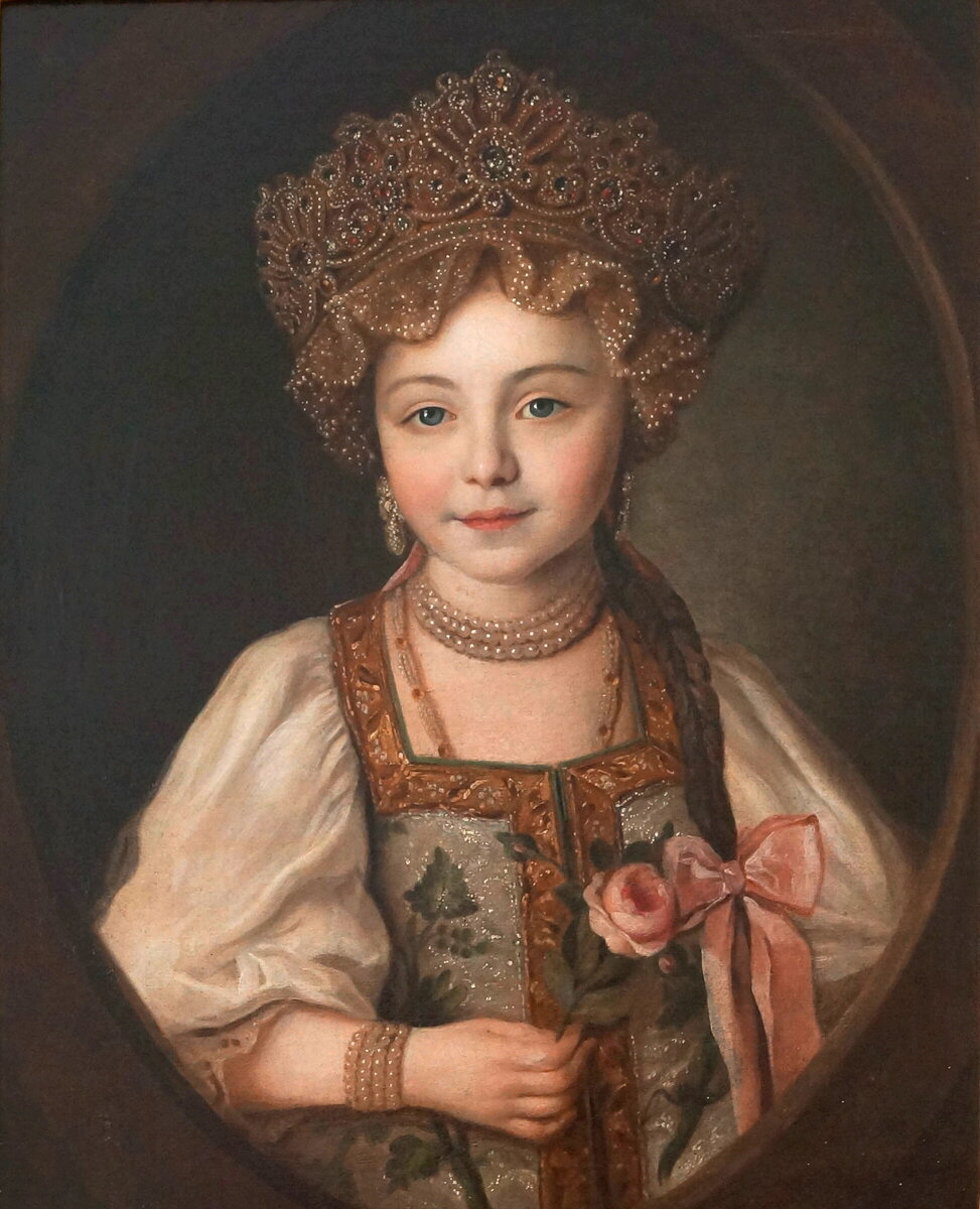 Великая княжна Александра Павловна в русском народном костюме. Неизвестный художник