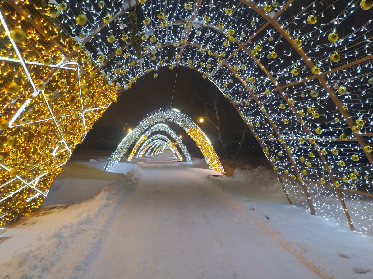 Световые арки в Царицыно к Новому Году 2024