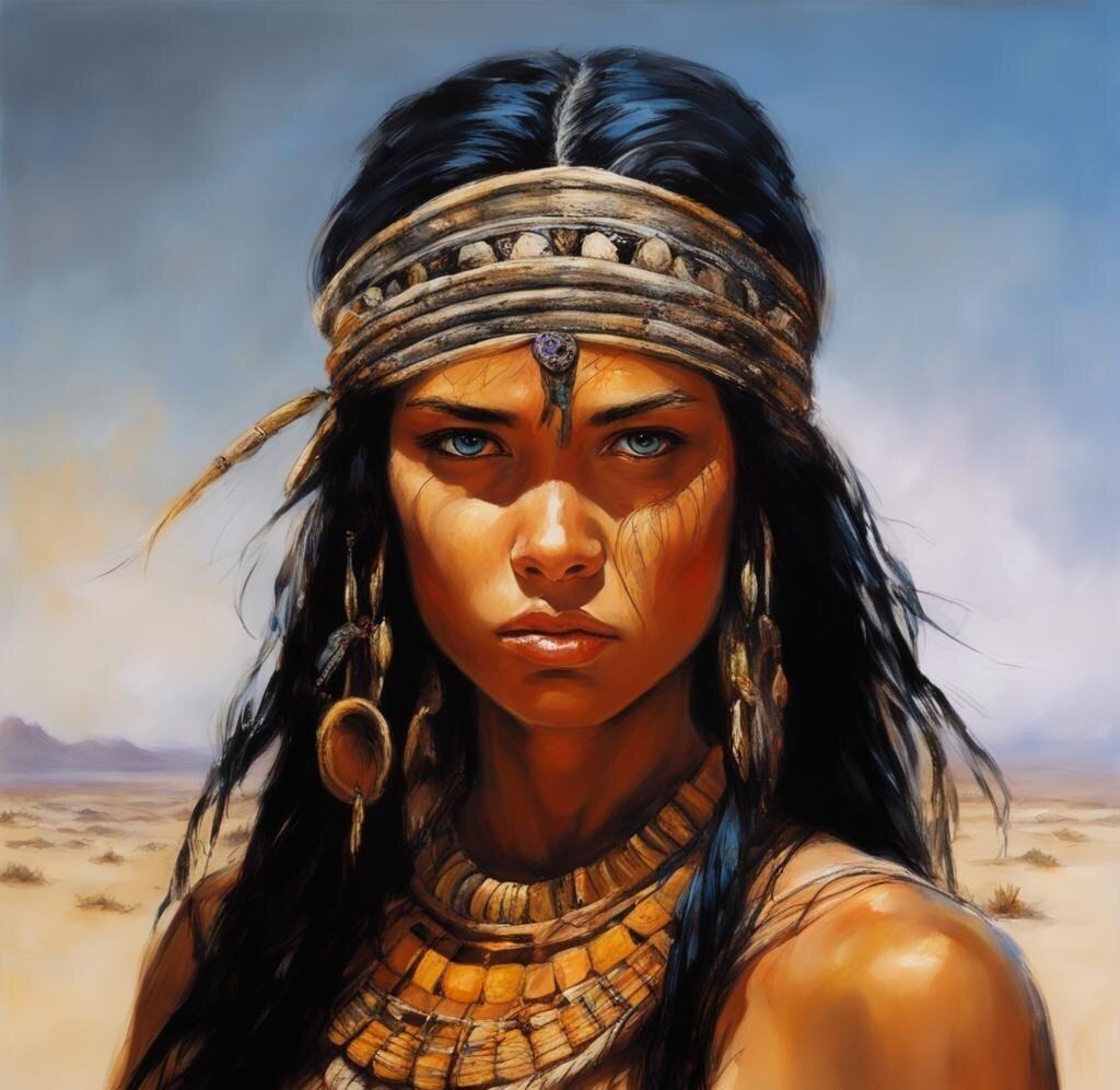 Амазонка смотрит на тебя с подозрением. Ты подписался на канал? Изображение принадлежит каналу "Мир Фэнтези" и его автору