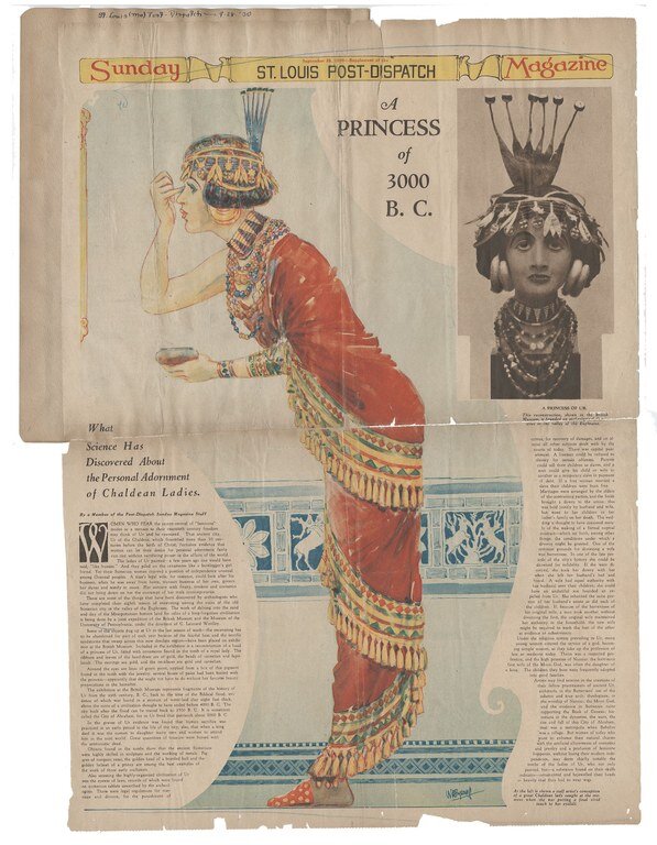 «A Princess of 3000 bc»
St. Louis Post-Dispatch Sunday Magazine, September 28, 1930. © Courtesy of Penn Museum.
