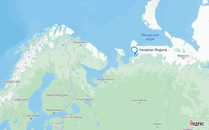 Бухта Индига, далее Печорская губа.