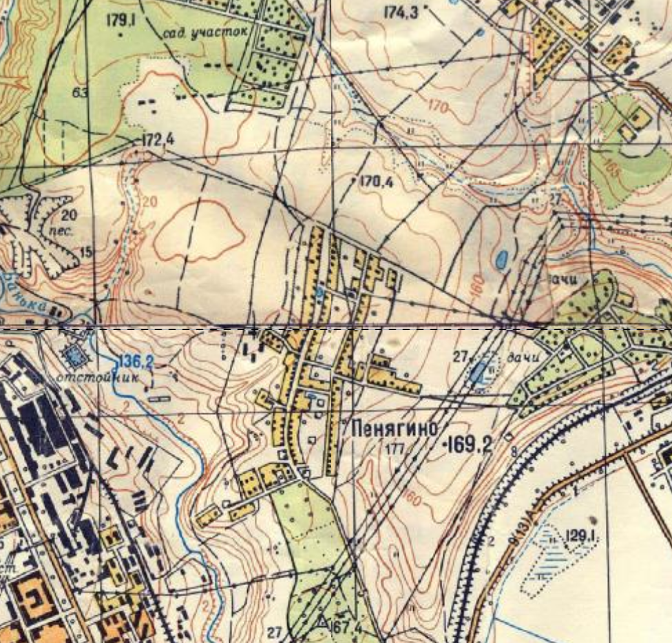 Та же территория, но на карте 1968 года. С сайта www.retromap.ru.