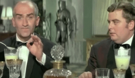 Оборот обложки публикации. Луи де Фюнес угощает нас новогодним cocktail. 